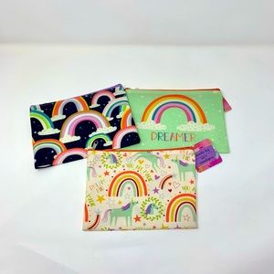 NWT set of 3 pouches Rainbow theme